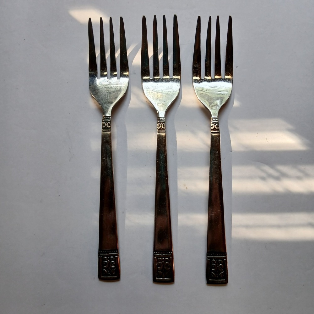 Vintage Royalton Stainless Korea Dinner Forks Set of 3 CUD1 Andante Cortina MCM